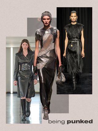 a collage of runway models that feature the biggest fall/winter 2025 trends from Milan Fashion Week