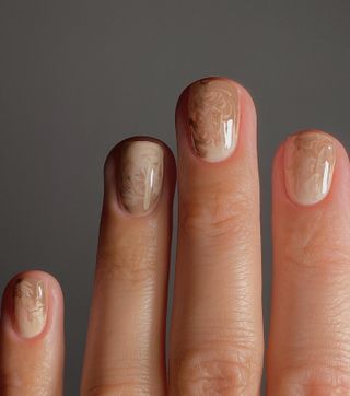 @matejanova beige and brown swirl nail design