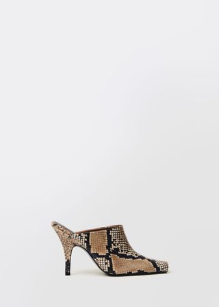 MANGO, Animal-Print Open-Back Leather Heeled Shoes