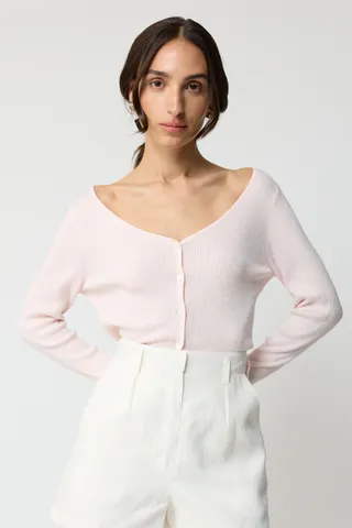 Almina Concept, Cropped V Neck Cardigan