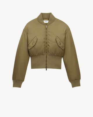 Women's Bomber Jacket in Nylon in Kaki