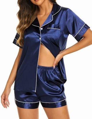 Ekouaer Silk Pajama Set 