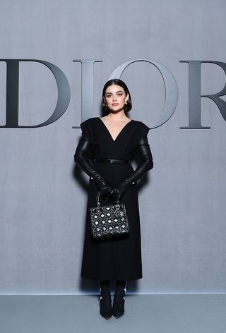 celebrity arrivals at the Dior fall/winter 2025 runway show during Paris Fashion Week