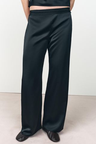 Satin Trousers With Entredos Detail