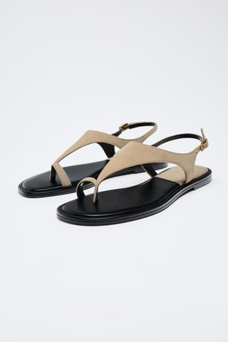 Suede Toe-Loop Sandals