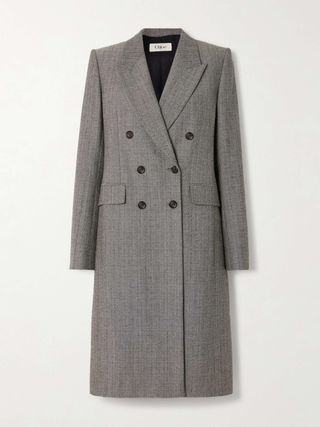 Double-Breasted Wool-Blend Tweed Coat