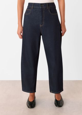 Dark Denim Petite Stretch Barrel Leg Jean