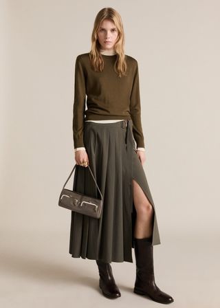 MANGO, Pleated Skirt With Belt - Women | Mango Usa