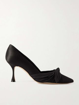 Terka 70 Bow-Embellished Poplin-Trimmed Satin Pumps