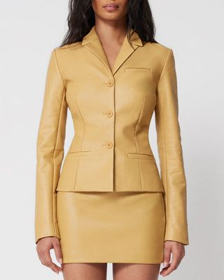 KHY Faux Leather Fitted Blazer | Honey