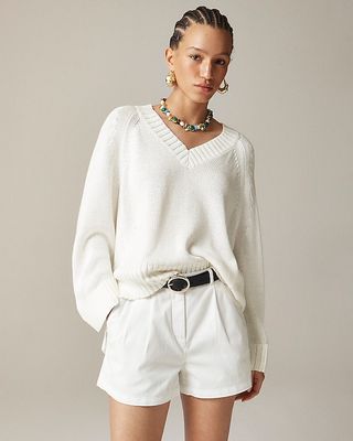 Heritage Cotton Relaxed V-Neck Sweater