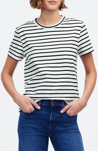 Perfect Stripe Cotton Crewneck T-Shirt