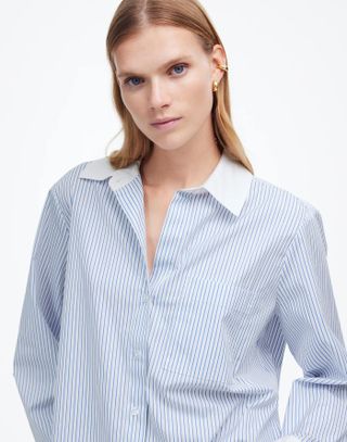 Easy Y-Neck Button-Up Shirt