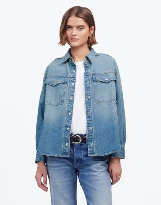 Madewell, Denim Boxy Shirt-Jacket in Maspeth Wash