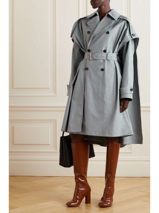 Cape-Effect Cotton-Gabardine Trench Coat