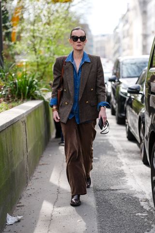 Woman wearing street style at Paris Fashion Week.