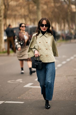 Woman wearing street style at Paris Fashion Week.