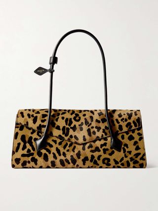 ALAÏA Le Teckel Flap Leather-Trimmed Leopard-Print Calf Hair Shoulder Bag