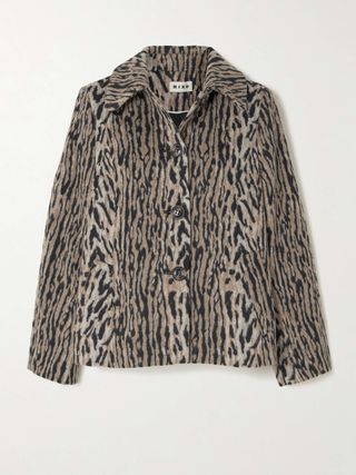 RIXO Tommie Leopard-Print Felt Jacket