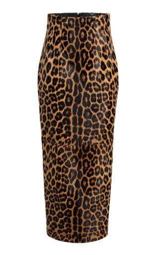 Khaite Loxley Leopard-Print Calf Hair Maxi Skirt