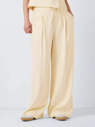 John Lewis Anyday Tailored Wide Leg Trousers, Buttermilk