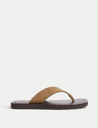 Suede Flat Square Toe Sandals