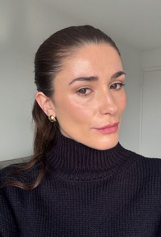 Beauty editor Eleanor Vousden wearing TirTir Red Cushion Foundation in shade 23N Sand