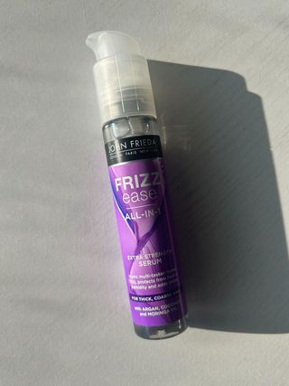 Hair serum on a white table