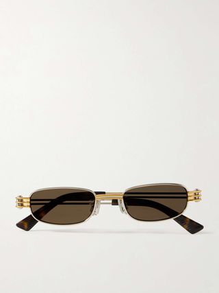 Rectangle-Frame Silver- and Gold-Tone Sunglasses