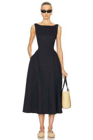 Helsa Stretch Cotton Sateen Midi Dress