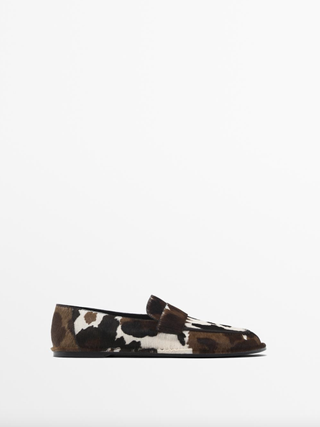 Massimo Dutti, Animal Print Furskin Loafers