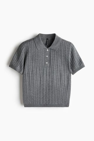 Cable-Knit Polo Shirt