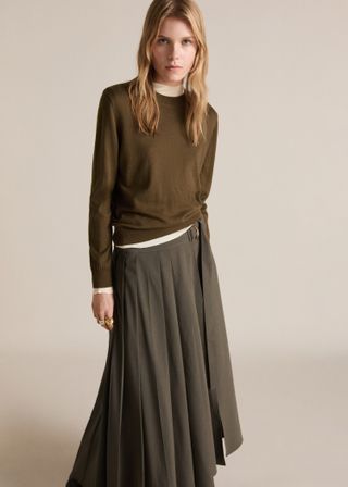 MANGO, Pleated Skirt With Belt - Women | Mango United Kingdom