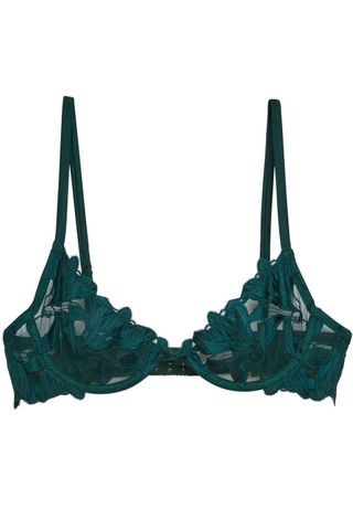 Fleur Du Mal Lily Embroidery Plunge Demi Bra