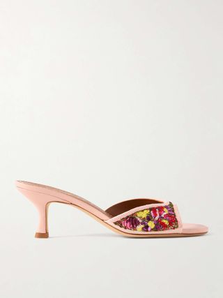 Brigitte Embellished Satin Mules