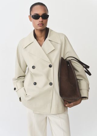 MANGO, Short Double-Breasted Trench Coat