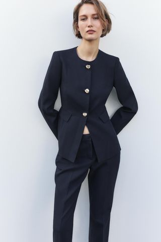 Tailored Round Neck Blazer