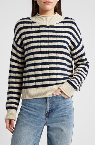 Corrine Stripe Mock Neck Sweater