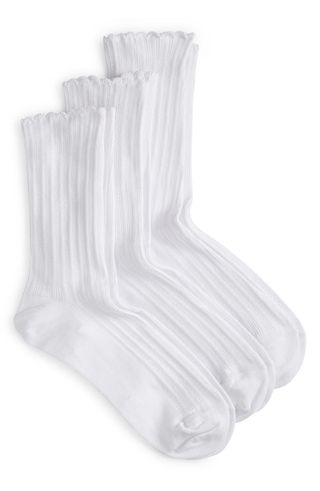 3-Pack Scalloped Pointelle Crew Socks