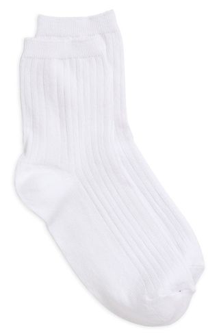 Rib Cotton Blend Crew Socks