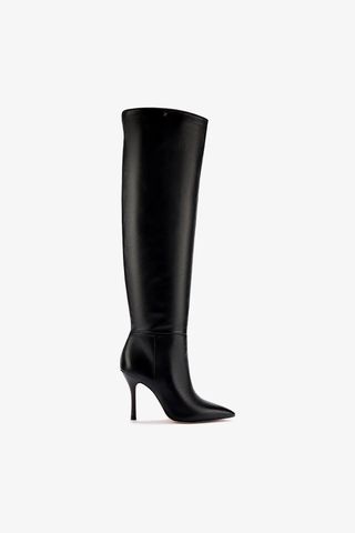 Larroudé Kate Hi Boots in Black Leather