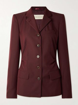 Pinstriped Wool-Blend Blazer