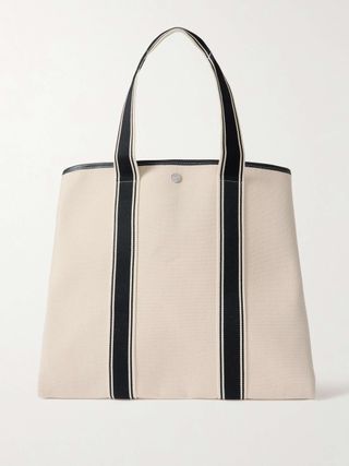 Traversée Large Leather- and Webbing-Trimmed Canvas Tote