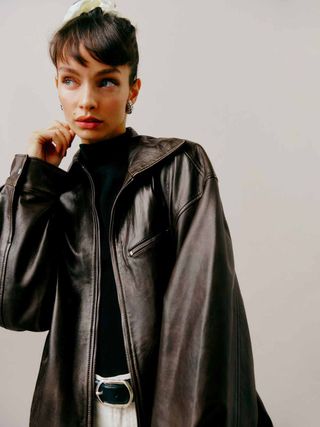 Veda Marco Leather Oversized Bomber