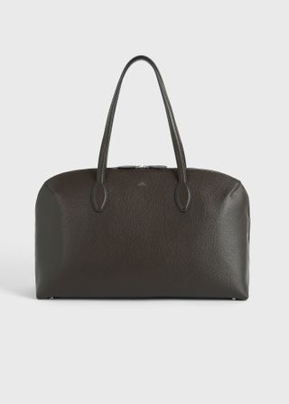 Grained-Leather Day Tote Dark Chocolate