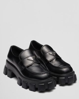 Prada Monolith brushed leather loafers