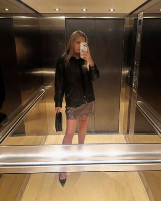 Fashion editor wearing a slip skirt