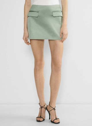 Aritzia, Stationery Satin Skirt in Terrace Sage