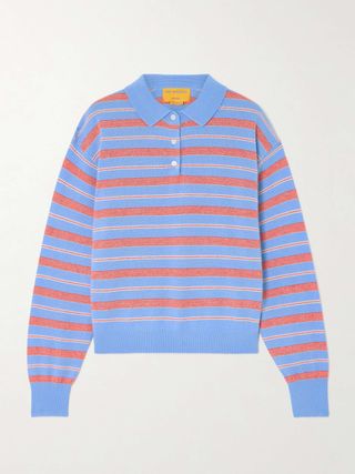 Striped Cashmere Polo Sweater