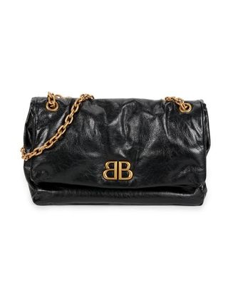 Balenciaga, Monaco Logo Leather Chain Shoulder Bag